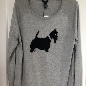 NWT - WOMEN'S LONG SLEEVE TUNIC SWEATER WITH SCOTTIE DOG ON FRONT